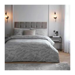 Rackhams Ellora Reversible Jacquard Duvet Cover Set - Silver - Double - Silver - 100% Polyester - thumbnail 1