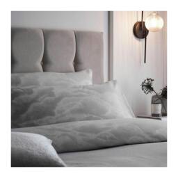 Rackhams Ellora Reversible Jacquard Duvet Cover Set - Silver - Double - Silver - 100% Polyester - thumbnail 2