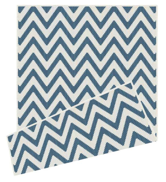 Rackhams Duo Weave Outdoor Blue Rug Chevron - 120X170 cm - image 1