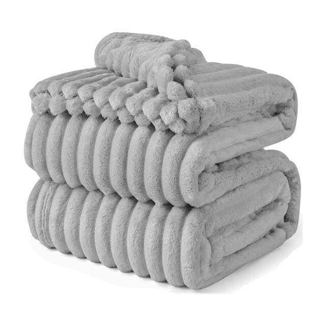 Rackhams Faux Fur Chunky Cord Blanket - Silver