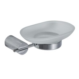 Rackhams Vitality Chrome Stainless Steel & Frosted Glass Wall Mounted Soap Dish - thumbnail 3
