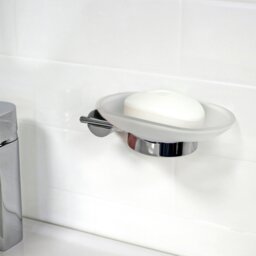 Rackhams Vitality Chrome Stainless Steel & Frosted Glass Wall Mounted Soap Dish