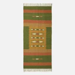 Rackhams Lundi Orange & Green Kilim Cotton & Jute Rug - 160 x 230 cm - thumbnail 3