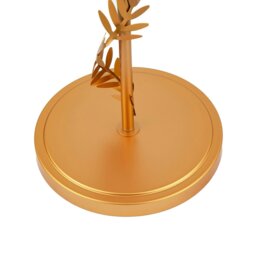 Rackhams Modern Satin Gold Table Lamp with Twisting Floral Decor and Linen Fabric Shade - thumbnail 3