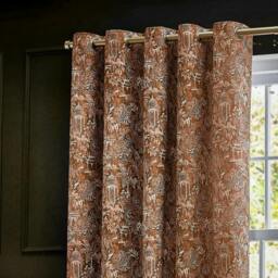 Rackhams Chenille Bengal Tiger Eyelet Curtains - Amber - 168cm x 229cm - Amber - 100% Polyester - thumbnail 3