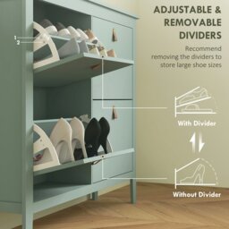 Rackhams 4 Drawer Shoe Cabinet with Flip Doors for Hallway, Entryway, Green - Green - thumbnail 4