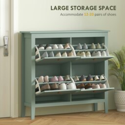 Rackhams 4 Drawer Shoe Cabinet with Flip Doors for Hallway, Entryway, Green - Green - thumbnail 3