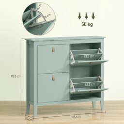 Rackhams 4 Drawer Shoe Cabinet with Flip Doors for Hallway, Entryway, Green - Green - thumbnail 5