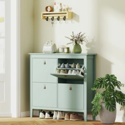 Rackhams 4 Drawer Shoe Cabinet with Flip Doors for Hallway, Entryway, Green - Green
