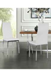 Rackhams Set of 2 High Back Modern Dining Chairs with Metal Lesgs - White - thumbnail 2