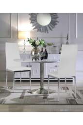 Rackhams Set of 2 High Back Modern Dining Chairs with Metal Lesgs - White - thumbnail 3