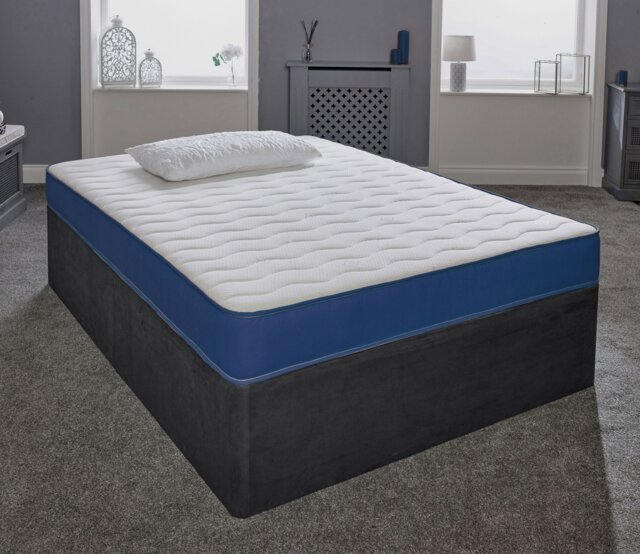 Rackhams Hybrid Memory Foam & Pinna-Coil Mattress - Soft/Medium Cooltouch+ Breathable - Blue - 1 - 2ft6 Shorty Small Single Mattress (75cm x 175cm) - image 1