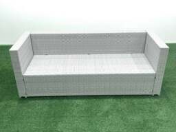 Rackhams 5 Seater Rattan Garden Furniture Set with 3 Seater Sofa 2 Chair Square Coffee Table Light Grey Mixed - thumbnail 4