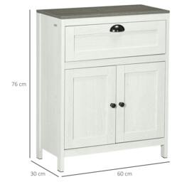 Rackhams Bathroom Floor Cabinet, Freestanding Storage Cupboard with Drawer, Double Door Cabinet and Adjustable Shelf, White - thumbnail 3