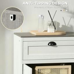 Rackhams Bathroom Floor Cabinet, Freestanding Storage Cupboard with Drawer, Double Door Cabinet and Adjustable Shelf, White - thumbnail 6
