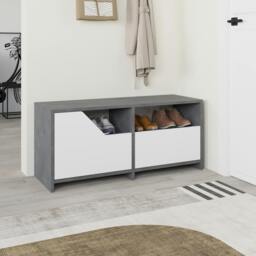 Rackhams Modern Nexus Shoe Cabinet 105(W) 2-Door Storage and Open Shelf Space Saver Engineered Wood Hallway - Mocha Grey - thumbnail 5
