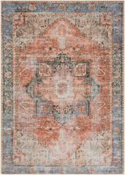 Rackhams Amelie-Washable Terracotta Blue Grey Brown Traditional Vintage Boho Rug - 60 x 90 cm - thumbnail 3