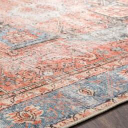 Rackhams Amelie-Washable Terracotta Blue Grey Brown Traditional Vintage Boho Rug - 60 x 90 cm - thumbnail 4