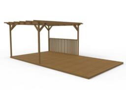 Rackhams Rectangular Pergola And Decking Kit With Balustrade V.4 - Rustic Brown - 2.4m x 3.6m - thumbnail 1