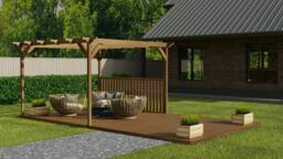 Rackhams Rectangular Pergola And Decking Kit With Balustrade V.4 - Rustic Brown - 2.4m x 3.6m - thumbnail 5