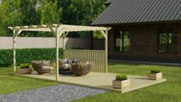 Rackhams Rectangular Pergola And Decking Kit With Balustrade V.4 - Rustic Brown - 2.4m x 3.6m - thumbnail 4