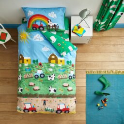 Rackhams Farmyard Animals Reversible Duvet Cover Set - Single - thumbnail 1