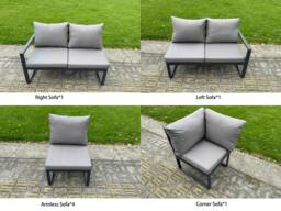 Rackhams 8 Pieces Aluminium Garden Furniture Set with Cushions, Patio Furniture Set with Adjustable Rising Lifting Dining Table Dark Grey - thumbnail 3