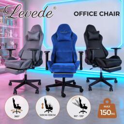 Rackhams Office Gaming Chair Luxury Warm Recliner Spring Padding with Footrest - Black - thumbnail 4