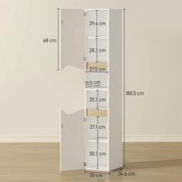 Rackhams Slim Bathroom Storage Cabinet, Tall Bathroom Cabinet with 2 Doors - Tall Bathroom Cabinet - 30W x 34.6D x 180.5H cm - Particle board - thumbnail 3