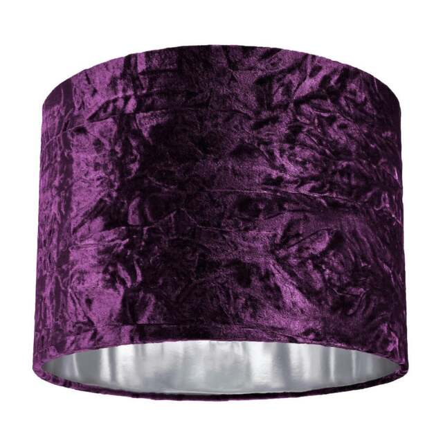 "Rackhams Modern Purple Crushed Velvet 10"" Table/Pendant Lampshade with Shiny Silver Inner" - image 1