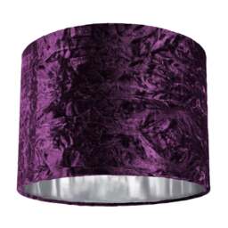 "Rackhams Modern Purple Crushed Velvet 10"" Table/Pendant Lampshade with Shiny Silver Inner"
