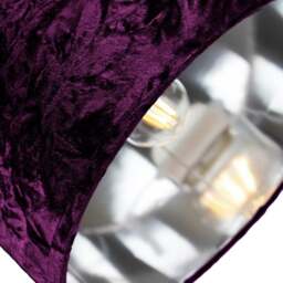 "Rackhams Modern Purple Crushed Velvet 10"" Table/Pendant Lampshade with Shiny Silver Inner" - thumbnail 3