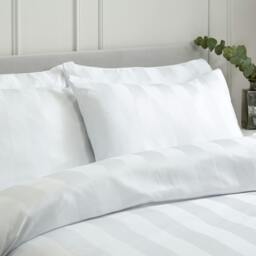 Rackhams So Soft Satin Stripe Standard Pillowcase Pack of 4 White - Standard - White