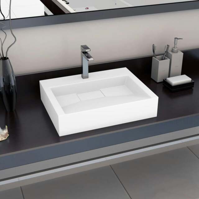 Rackhams Wash Basin 60x38x11 cm Mineral Cast/Marble Cast White