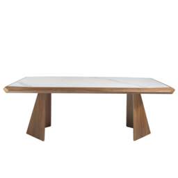 Rackhams Rectangular porcelain marble and walnut dining table 1106 - thumbnail 2