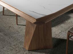 Rackhams Rectangular porcelain marble and walnut dining table 1106 - thumbnail 5