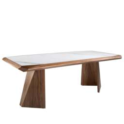 Rackhams Rectangular porcelain marble and walnut dining table 1106 - thumbnail 1