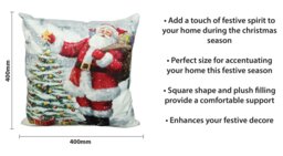 Rackhams Christmas Cushion, Santa & Tree (40x40cm) - thumbnail 2