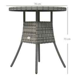 Rackhams Outdoor PE Rattan Dining Table w/ Wood-plastic Composite Top, Natural - 70 x 70 x 73 cm - Not applicable - Mixed Grey, Natural Wood Finish - thumbnail 3
