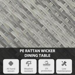 Rackhams Outdoor PE Rattan Dining Table w/ Wood-plastic Composite Top, Natural - 70 x 70 x 73 cm - Not applicable - Mixed Grey, Natural Wood Finish - thumbnail 4