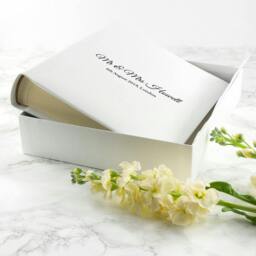Rackhams Personalised White Leather Wedding Photo Album - Small - Script