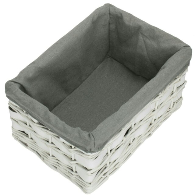 Rackhams Whitewash Grey Lined Scandi Storage Basket - Medium - image 1