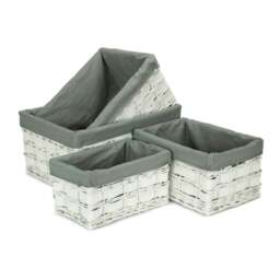 Rackhams Whitewash Grey Lined Scandi Storage Basket - Medium - thumbnail 2