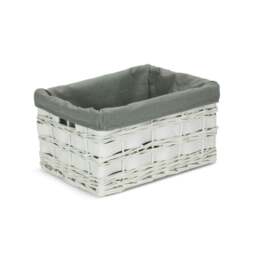 Rackhams Whitewash Grey Lined Scandi Storage Basket - Medium - thumbnail 3