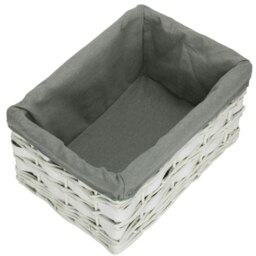 Rackhams Whitewash Grey Lined Scandi Storage Basket - Medium - thumbnail 1