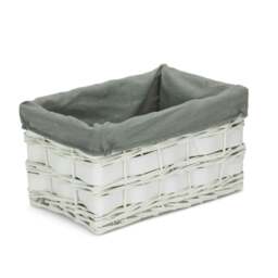 Rackhams Whitewash Grey Lined Scandi Storage Basket - Medium - thumbnail 4