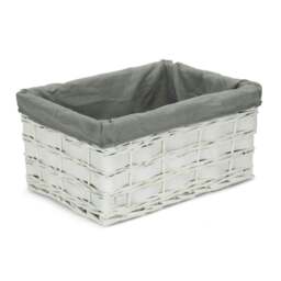 Rackhams Whitewash Grey Lined Scandi Storage Basket - Medium - thumbnail 5