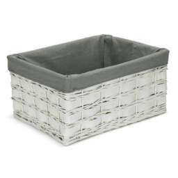 Rackhams Whitewash Grey Lined Scandi Storage Basket - Medium - thumbnail 6