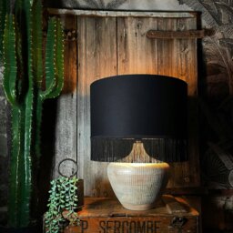 "Rackhams Jet Black Lampshade with Copper Foil Lining & Black Fringing - Table / Floor Lamp - 60cm Diameter x 30cm Height / (24"" x 12"")" - thumbnail 2