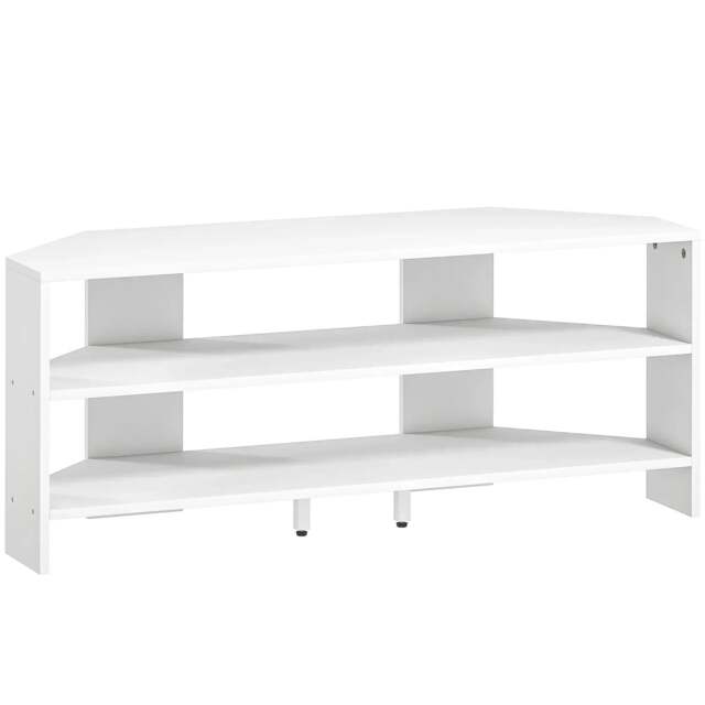 Rackhams Corner TV Stand with 2 Open Shelves for 47 Inch TV - White - White